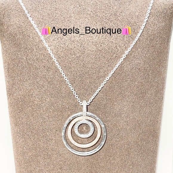 New Pandora Two-Tone Circles Pendant & Necklace, Rose Gold-Plated - Picture 8 of 9
